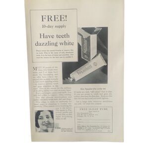 Vintage 1929 Pepsodent Teeth Dazzling White Ad Advertisement